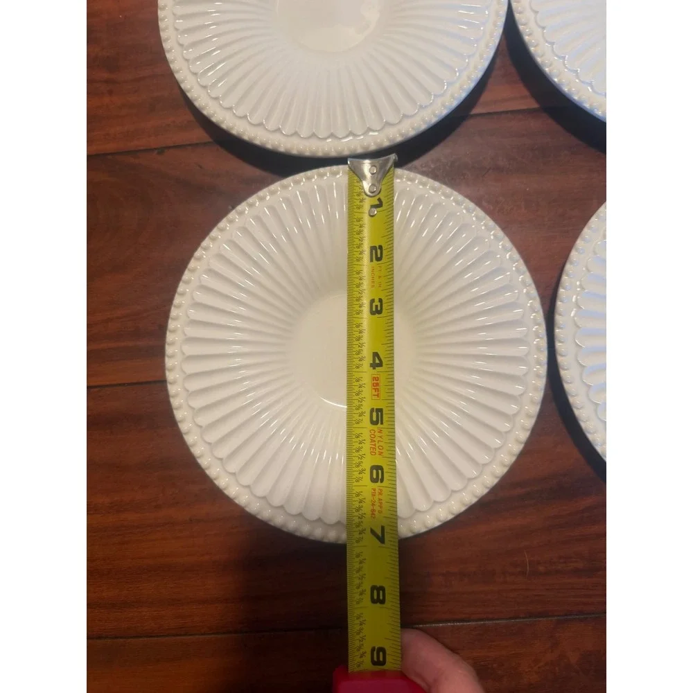 Lenox Butler's Pantry Saucers Set of 4 Cream Fluted Beaded Rim 7.25